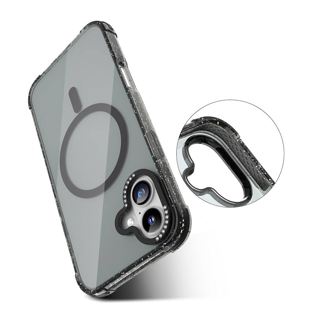 iPhone 16 Kılıf M-safe Şarj Özellikli Taşlı ve Simli Tasarım Mutural Blink Kılıf iPhone 16 Kılıf M-safe Şarj Özellikli Taşlı ve Simli Tasarım Mutural Blink Kılıf